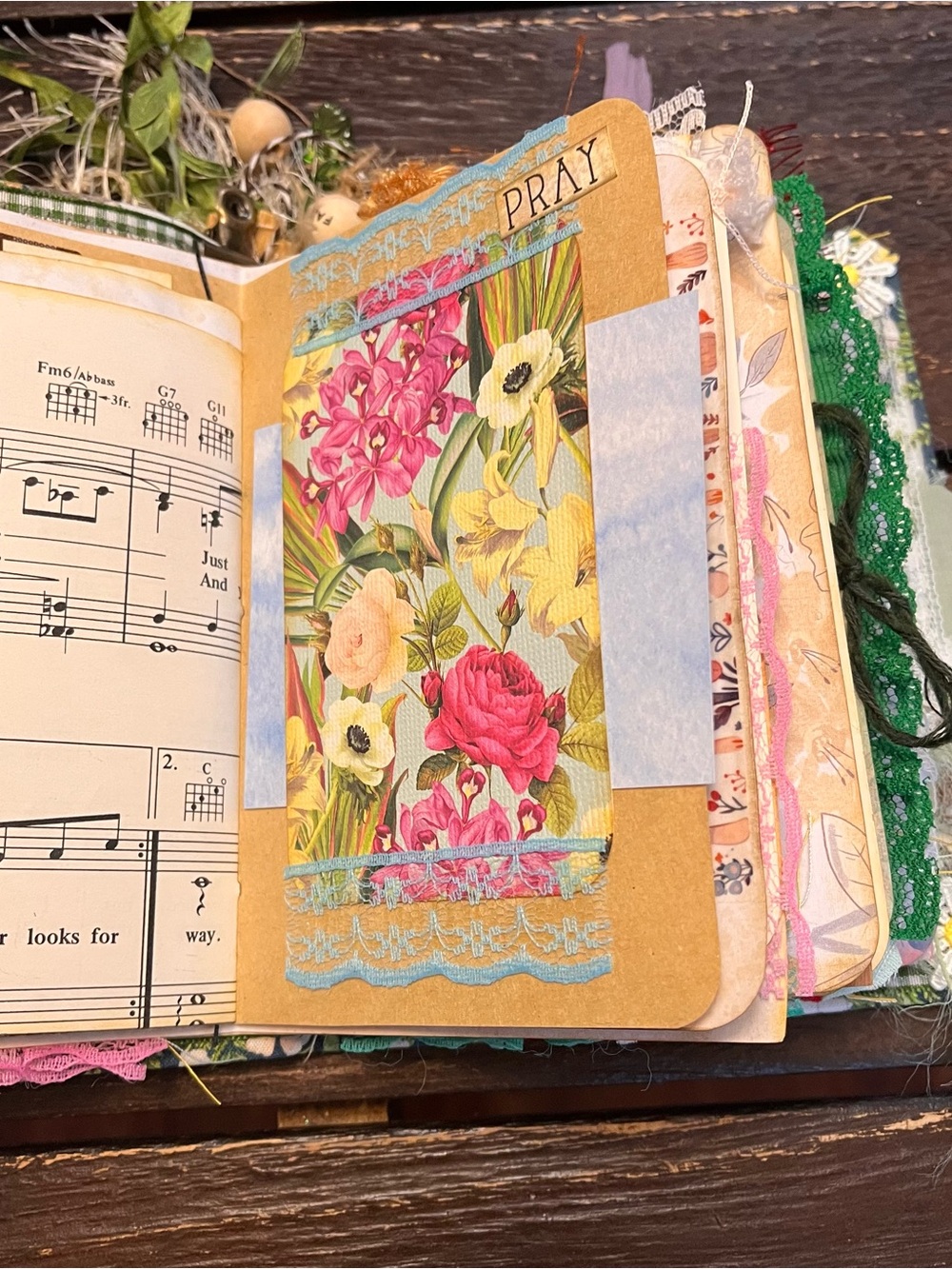 Small Chunky Junk Journal Nature Music Christian Faith Based Softcover 3 Sig - Picture 13 of 16